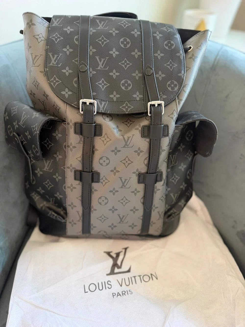 Louis Vuitton Men's Monogram Backpack in Two-Tone Gray